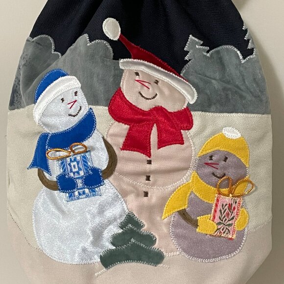Winter Scene Holiday Snowman Applique Material Bag - Picture 3 of 10